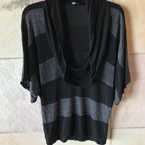 Splendid Striped Black Silver Top S